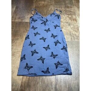 Wild Fable Top Womens Medium M Blue Butterfly Pattern